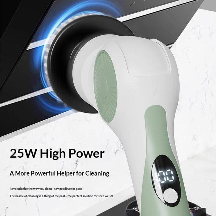 X90 IPX7 Waterproof 25W High Power 10 in 1 Cordless Electric Cleaning Brush with 10 Brush Heads - Light Green - 4
