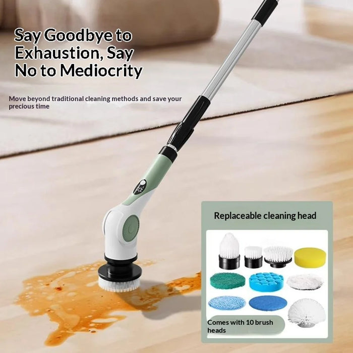 X90 IPX7 Waterproof 25W High Power 10 in 1 Cordless Electric Cleaning Brush with 10 Brush Heads - Light Green - 6