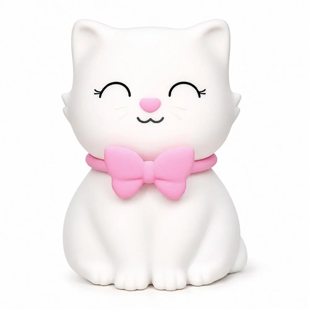 Cat Shape Silicone Night Light 1200mAh Rechargeable Touch Control Warm White LED Bedside Lamp - 1