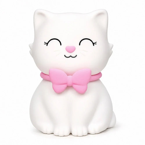 Cat Shape Silicone Night Light 1200mAh Rechargeable Touch Control Warm White LED Bedside Lamp - 1