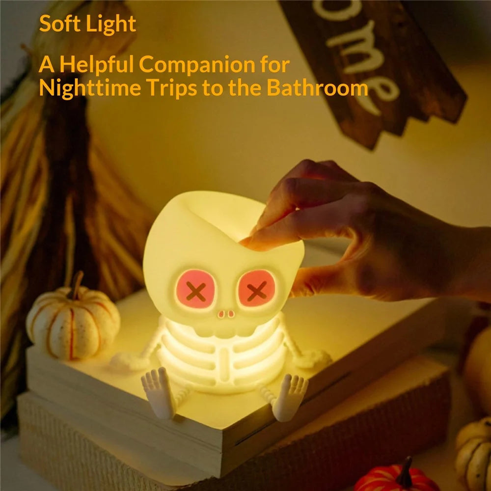 Halloween Skeleton Tap Light Silicone LED Night Light 1200mAh USB Rechargeable for Bedroom - 6