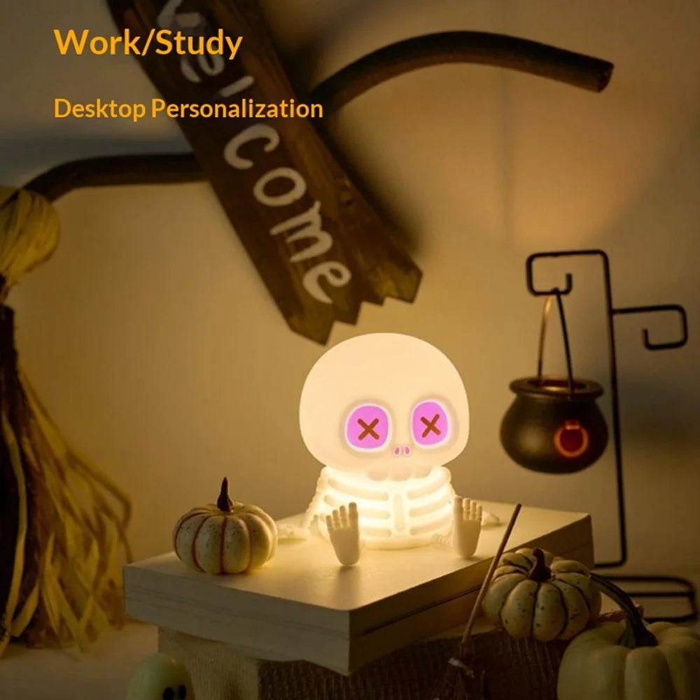 Halloween Skeleton Tap Light Silicone LED Night Light 1200mAh USB Rechargeable for Bedroom - 7