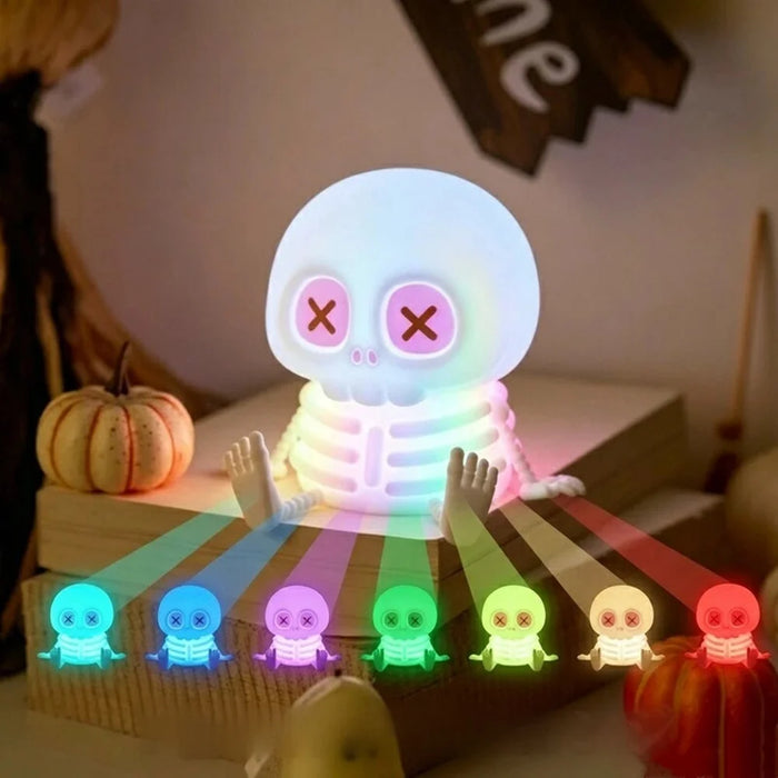 Halloween Skeleton LED Night Light Touch Control 7-Color RGB 1200mAh USB Rechargeable Silicone Lamp - 3