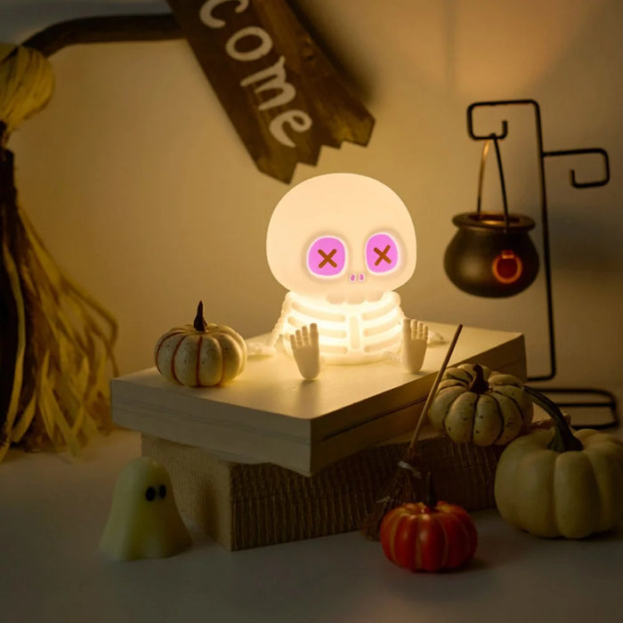 Halloween Skeleton LED Night Light Touch Control 7-Color RGB 1200mAh USB Rechargeable Silicone Lamp - 6