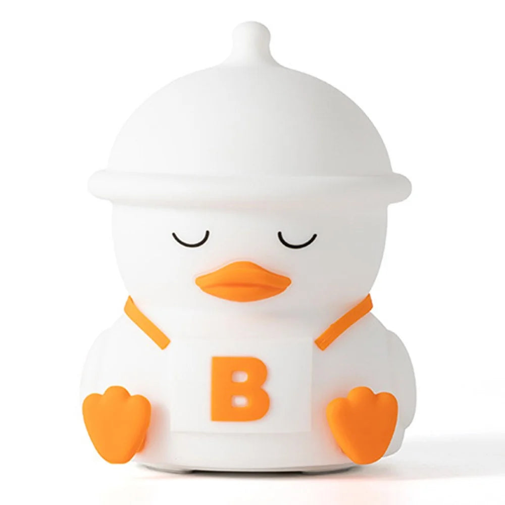 Duck Shape Silicone Night Light 2000mAh USB Rechargeable 3-Level Brightness Touch Control for Kids Room - 1