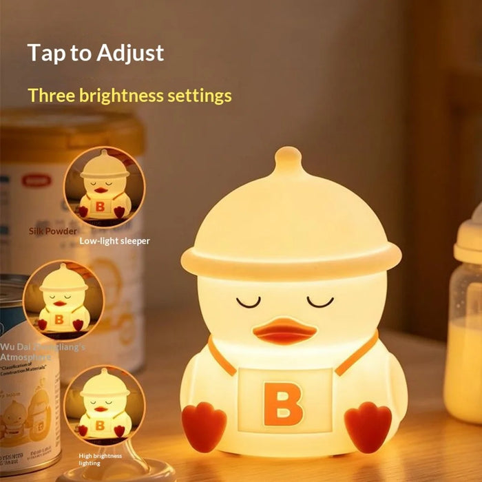 Duck Shape Silicone Night Light 2000mAh USB Rechargeable 3-Level Brightness Touch Control for Kids Room - 2