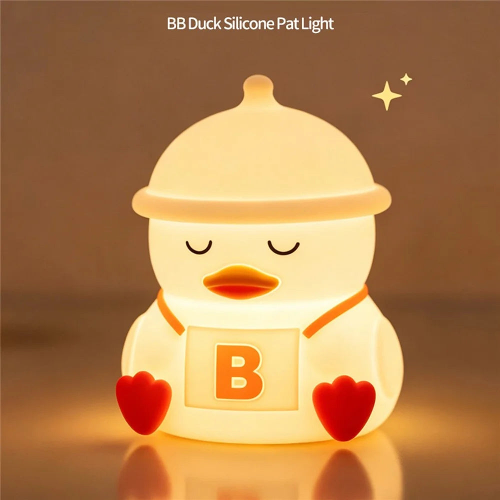 Duck Shape Silicone Night Light RGB 7-Color Touch Bedside Lamp USB Rechargeable with Remote for Kids Room - 5