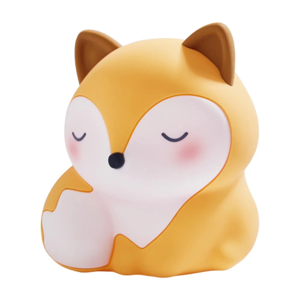 A084 Fox Silicone Night Light Touch Control 3-Level Warm Light 1200mAh Rechargeable Bedside Lamp - Orange - 1