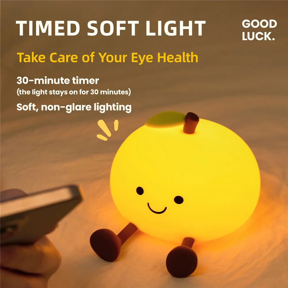 EGOGO A085 Orange Silicone Night Light Touch Control 3-Level Dimming 30min Timer Phone Stand - Orange - 3