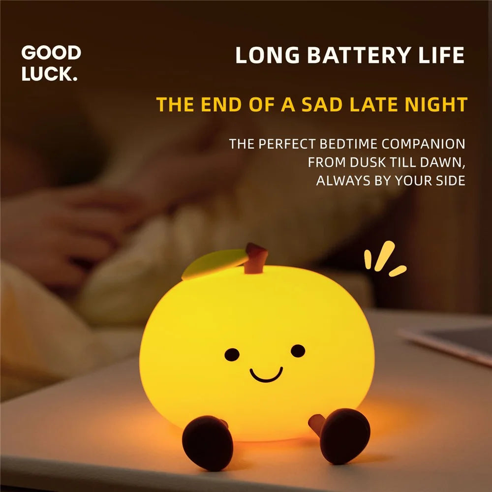 EGOGO A085 Orange Silicone Night Light Touch Control 3-Level Dimming 30min Timer Phone Stand - Orange - 6