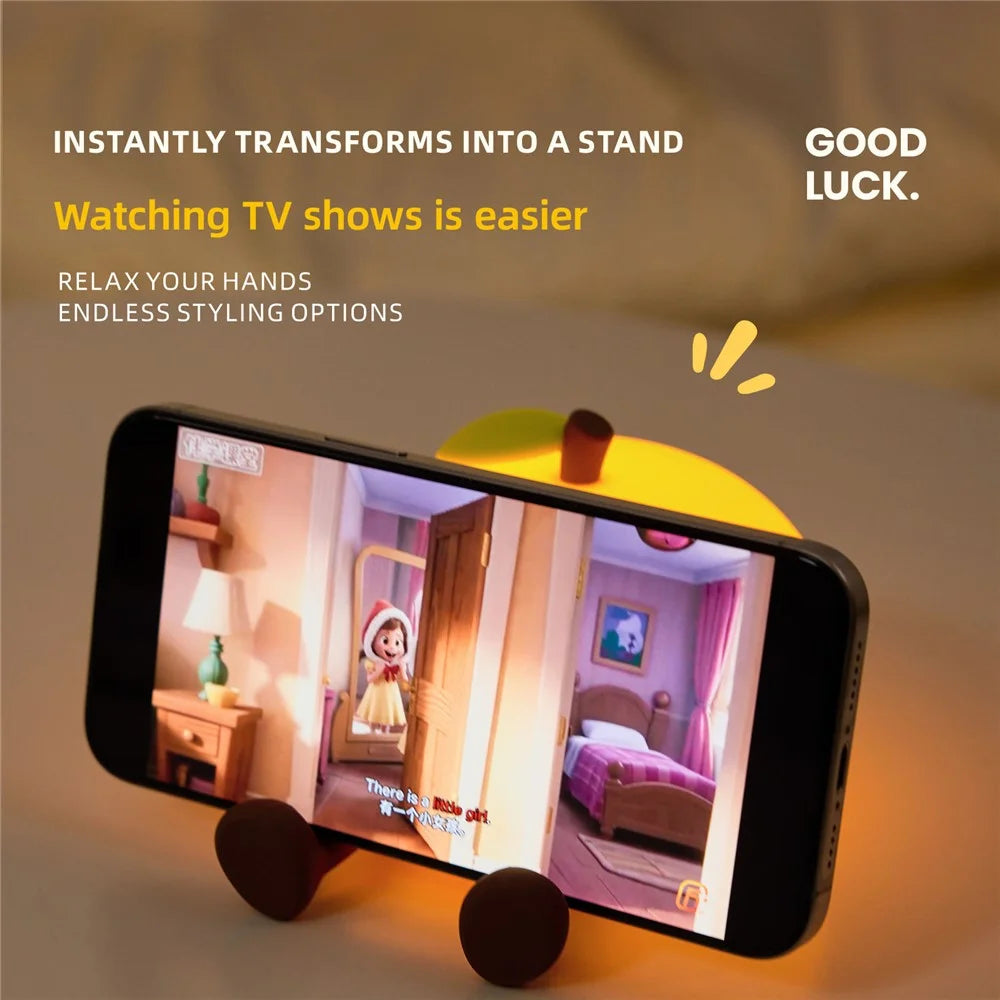 EGOGO A085 Orange Silicone Night Light Touch Control 3-Level Dimming 30min Timer Phone Stand - Orange - 7