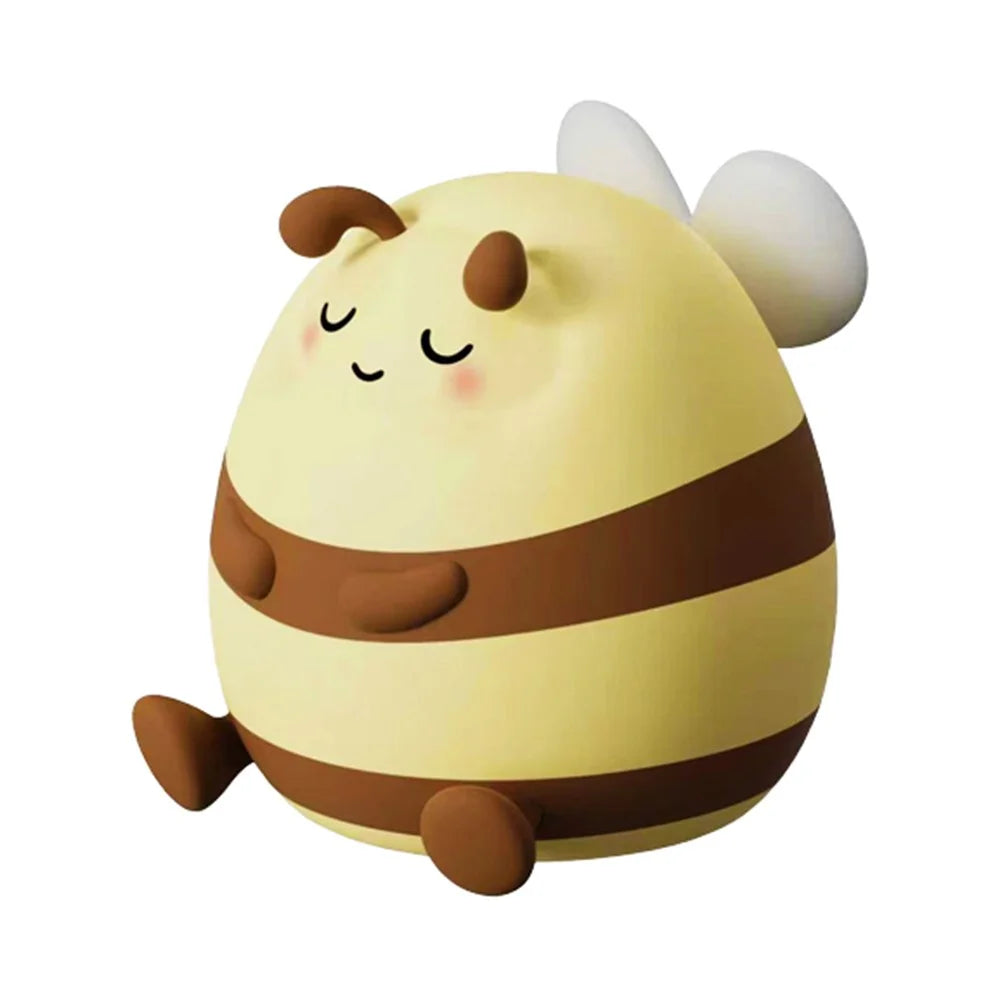 A086 Bee Silicone Night Light Touch Control 3-Level Brightness 1200mAh 30min Timer Warm Glow for Bedside - Beige - 1