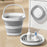 Size M 5L Folding Water Bucket PP+TPR Collapsible Portable Bucket for Outdoor Camping - White Gray - 3