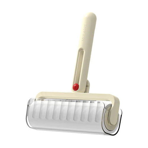 Folding Lint Roller 16cm Width Strong Adhesive Pet Hair Remover with 180 Degree Foldable Handle - Cream White - 1