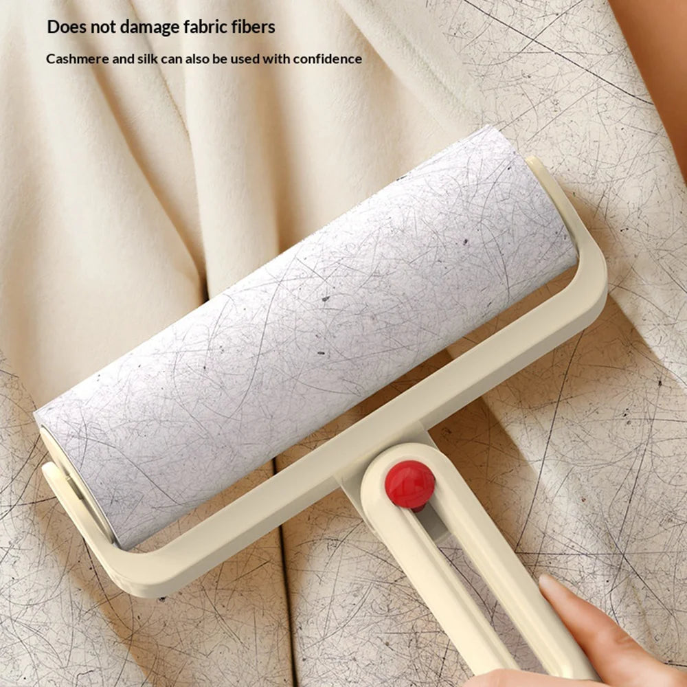 Folding Lint Roller 16cm Width Strong Adhesive Pet Hair Remover with 180 Degree Foldable Handle - Cream White - 6
