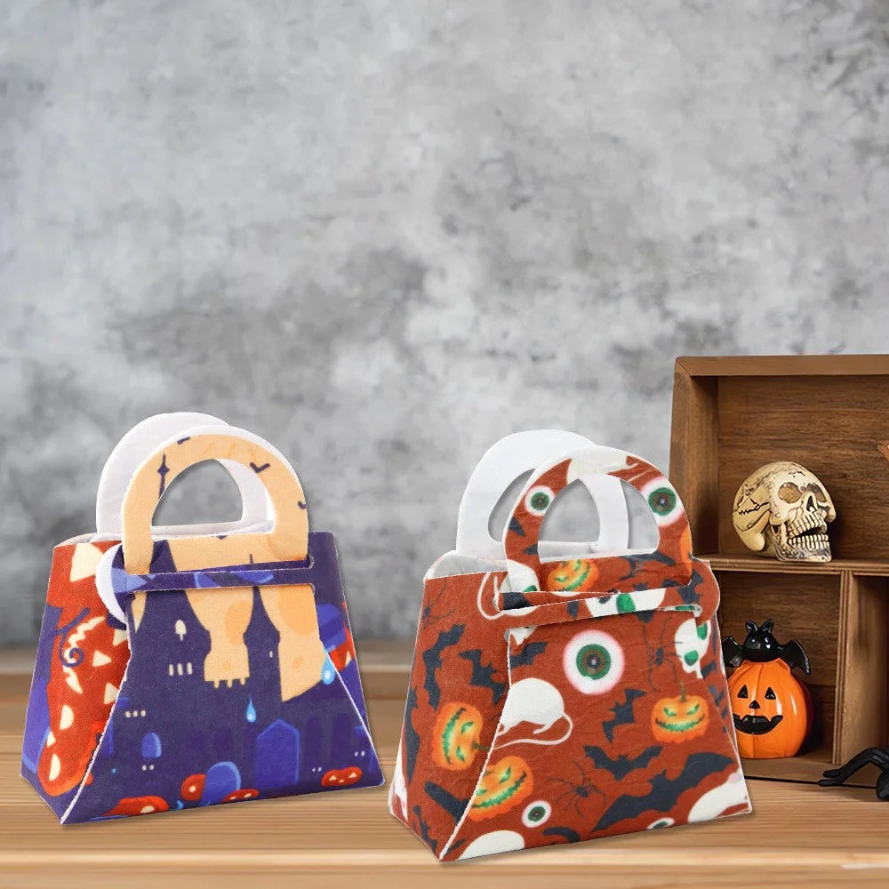 10PCS Kids Halloween Gift Tote Bags Candy Treat Bags Felt Party Supplies Organizer (Mixed Colors) - 3