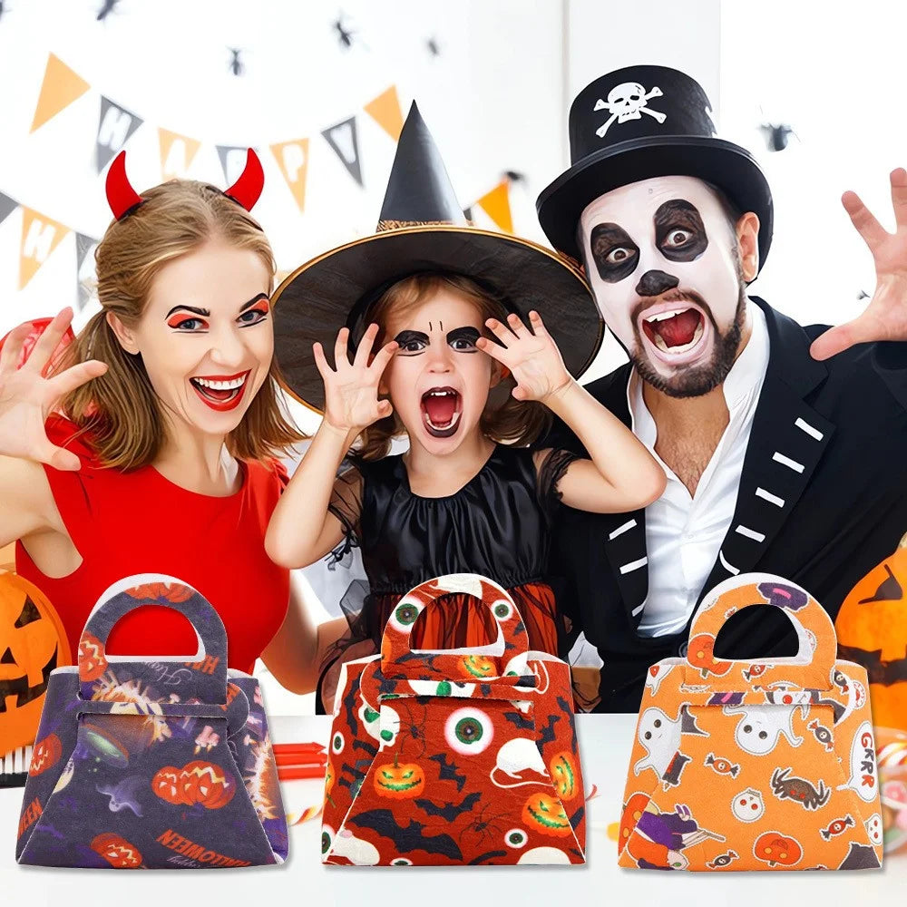 10PCS Kids Halloween Gift Tote Bags Candy Treat Bags Felt Party Supplies Organizer (Mixed Colors) - 4