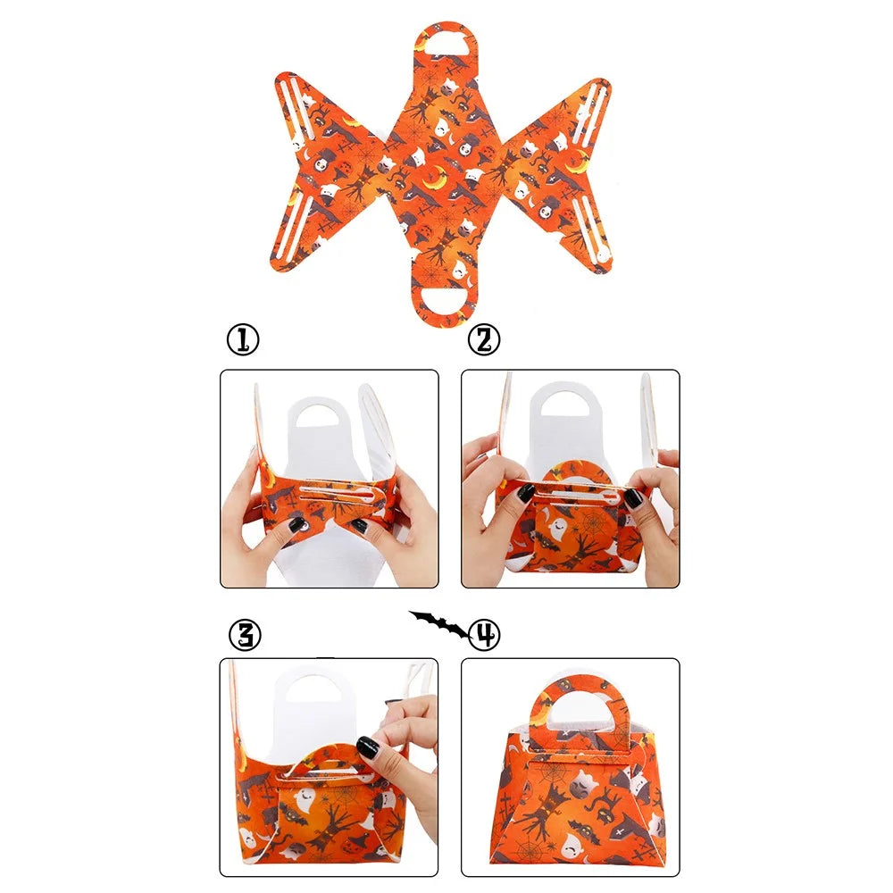 10PCS Kids Halloween Gift Tote Bags Candy Treat Bags Felt Party Supplies Organizer (Mixed Colors) - 7