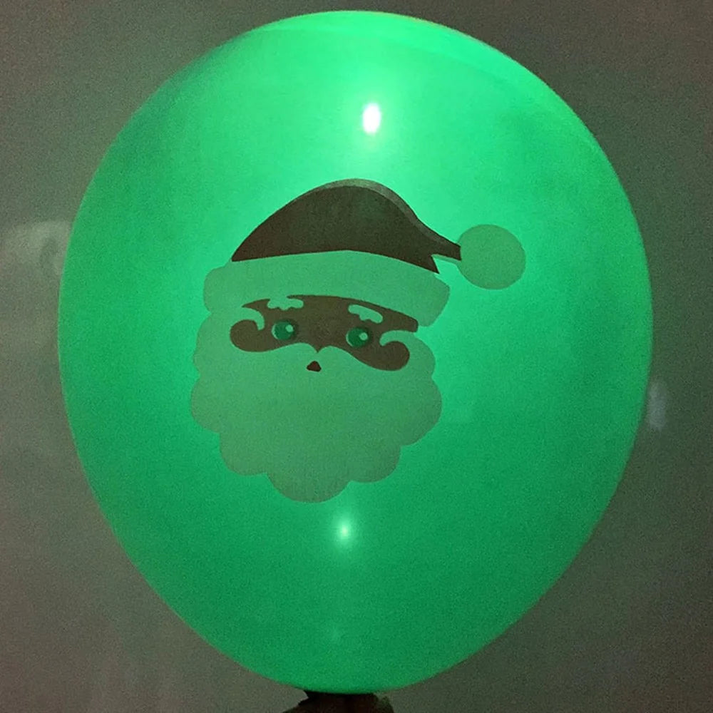 5PCS Christmas 12-Inch LED Light Up Latex Balloons Flashing Party Lights Xmas Decorations - Green - 3