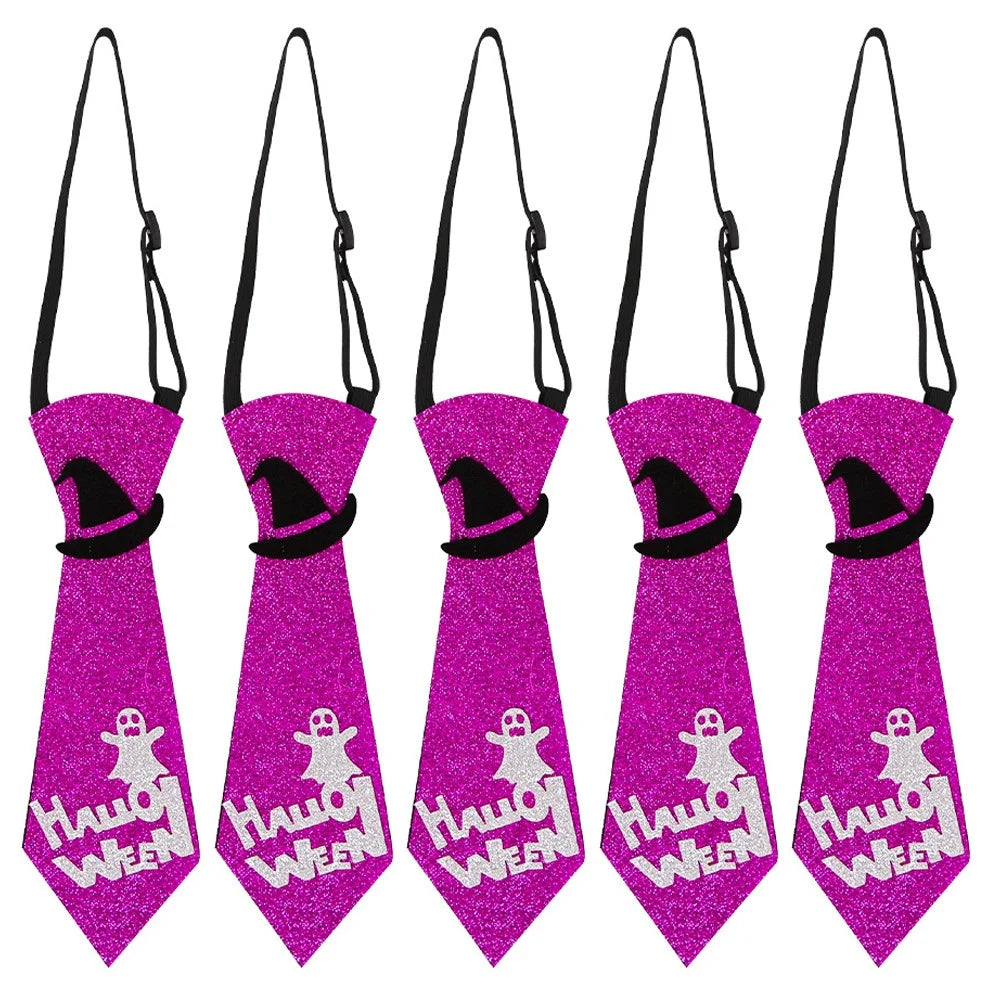 5Pcs Halloween Tie Kids Adult Halloween Party Felt Cloth Necktie Costume Props - Witch Hat - 1