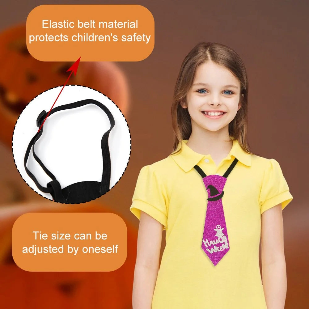 5Pcs Halloween Tie Kids Adult Halloween Party Felt Cloth Necktie Costume Props - Witch Hat - 2