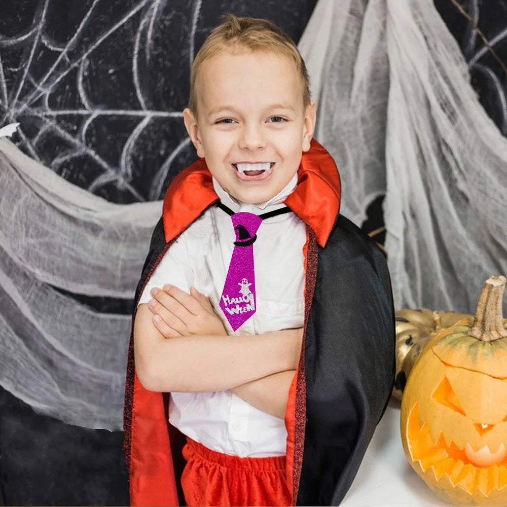 5Pcs Halloween Tie Kids Adult Halloween Party Felt Cloth Necktie Costume Props - Witch Hat - 3