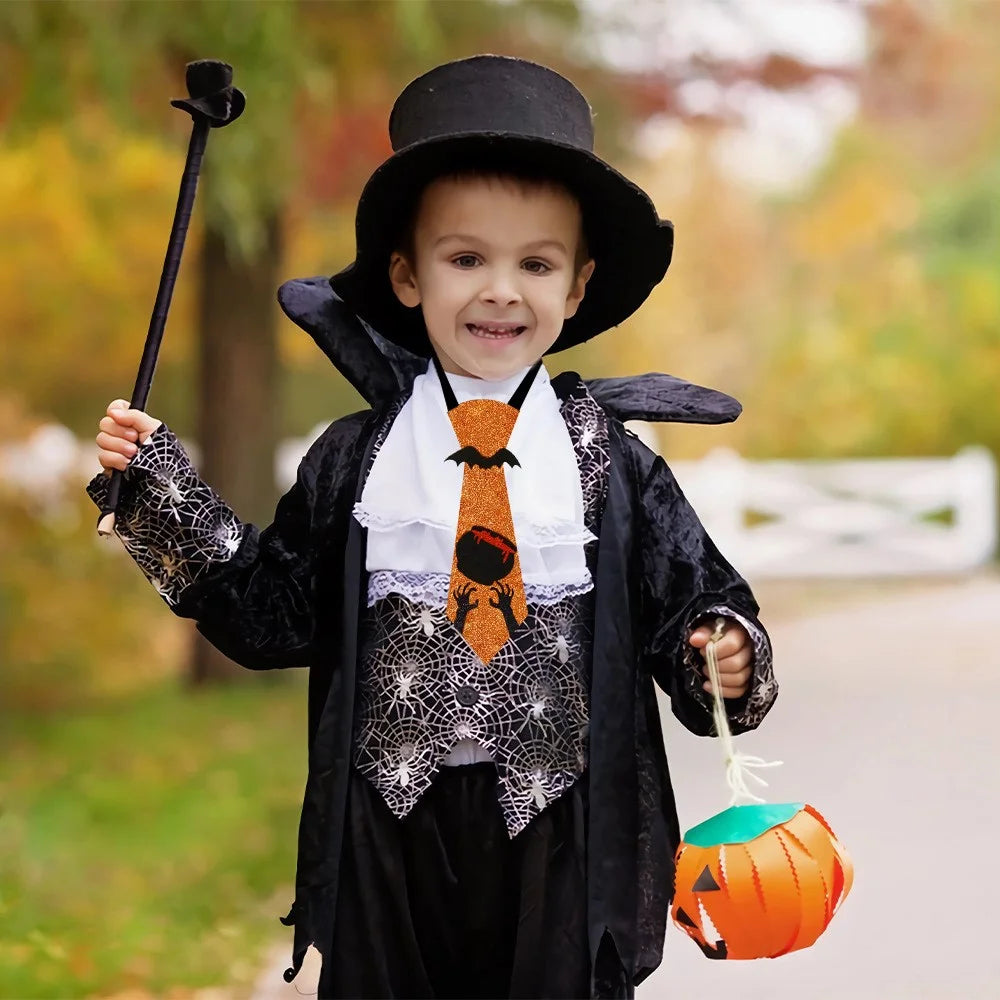 5Pcs Halloween Tie Kids Adult Halloween Party Felt Cloth Necktie Costume Props - Witch Hat - 5
