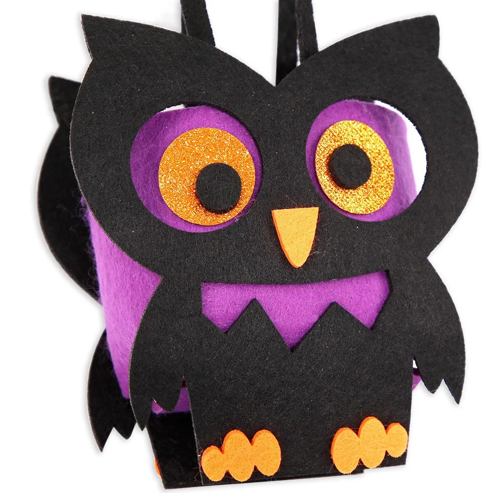 2PCS Halloween Candy Treat Bags Felt Party Supplies Organizer Kids DIY Gift Tote Bags - Owl - 3