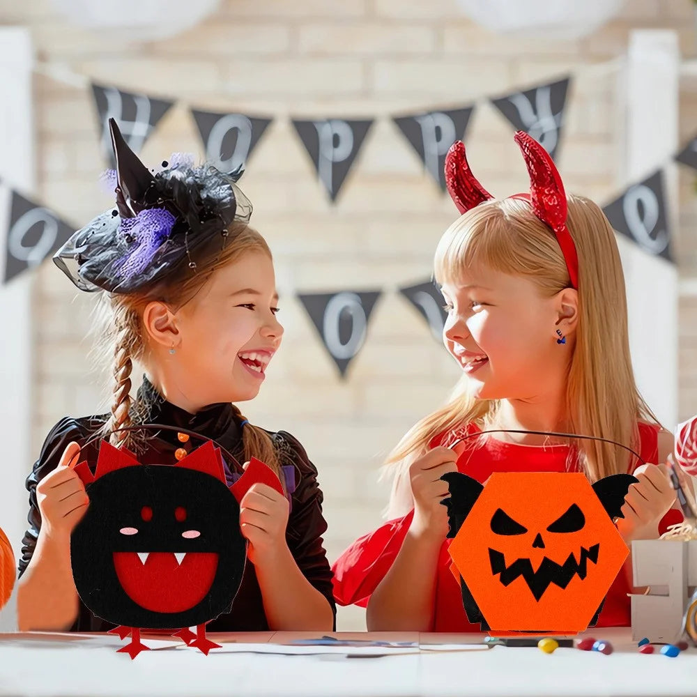 2PCS Halloween Candy Treat Bags Felt Party Supplies Organizer Kids DIY Gift Tote Bags - Owl - 4