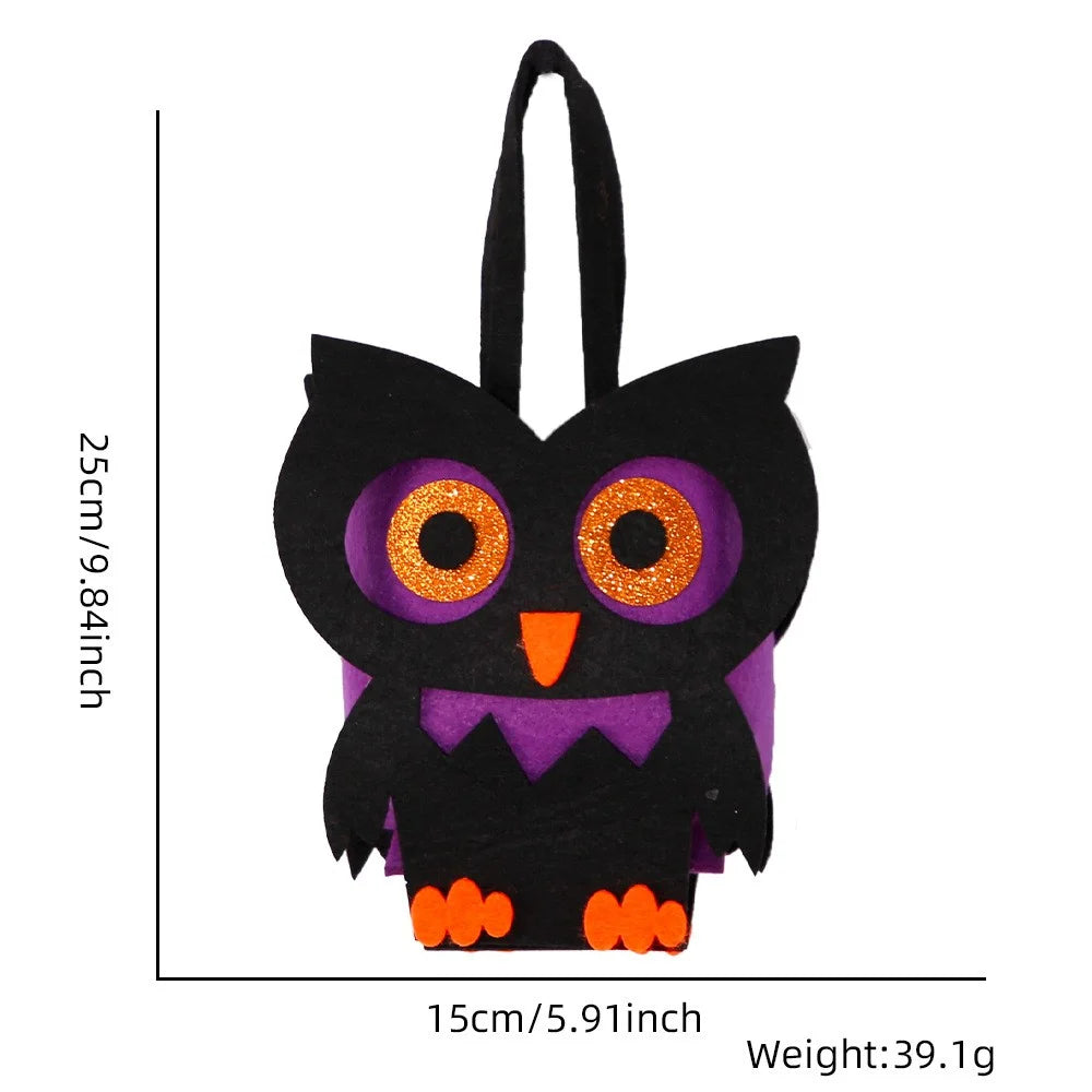2PCS Halloween Candy Treat Bags Felt Party Supplies Organizer Kids DIY Gift Tote Bags - Owl - 5