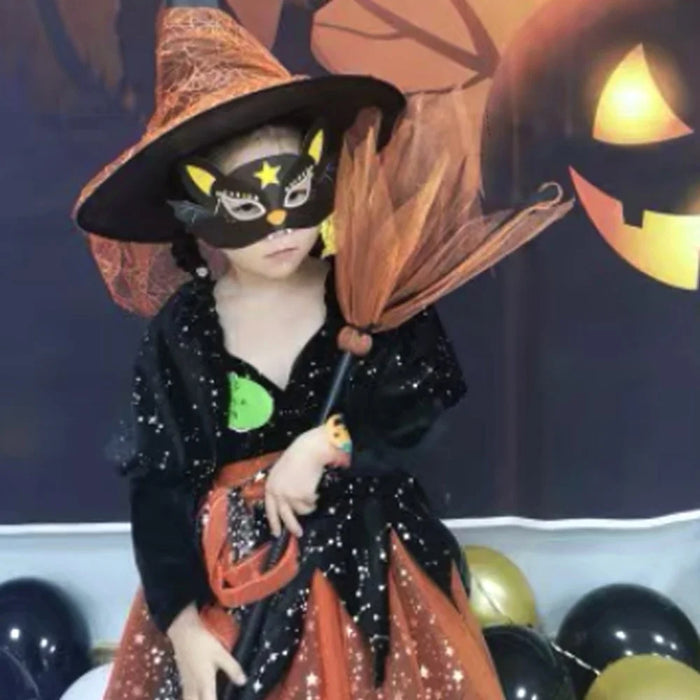 2Pcs Halloween Witch Broom Detachable Broomstick Kids Witch Costume Broom Props - Orange - 3