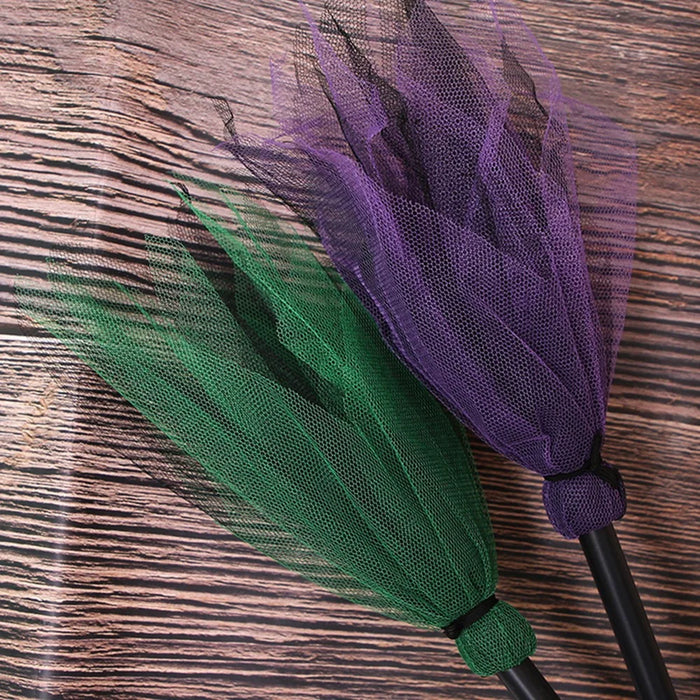 2Pcs Halloween Witch Broom Detachable Broomstick Kids Witch Costume Broom Props - Orange - 4