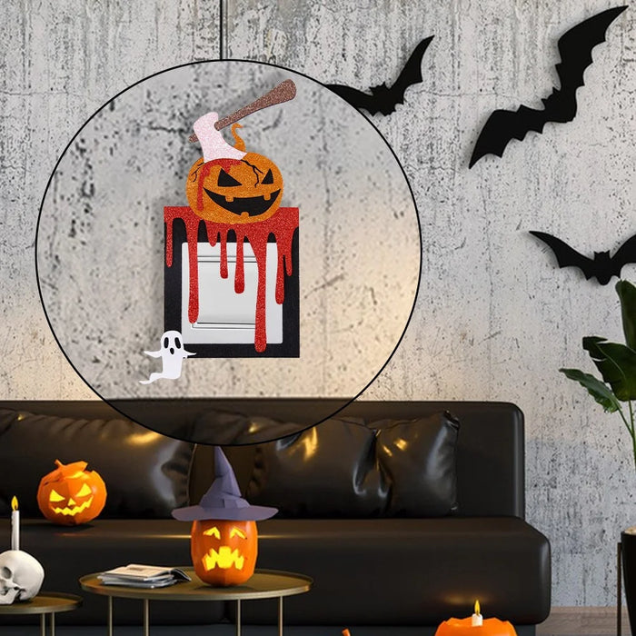 8Pcs / Set Halloween Switch Sticker Bat Pumpkin Skull Decal Wallpaper for Living Room Bedroom Switch - 3