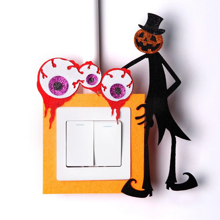 8Pcs / Set Halloween Switch Sticker Bat Pumpkin Skull Decal Wallpaper for Living Room Bedroom Switch - 6