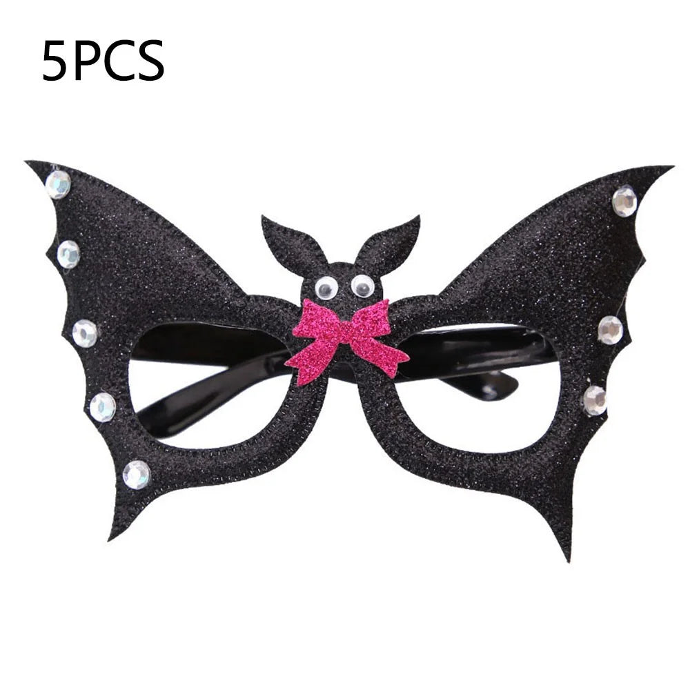 5Pcs / Set Halloween Eyeglasses Spider Web Plastic Glasses Bat Masquerade Party Prop - Bat - 1