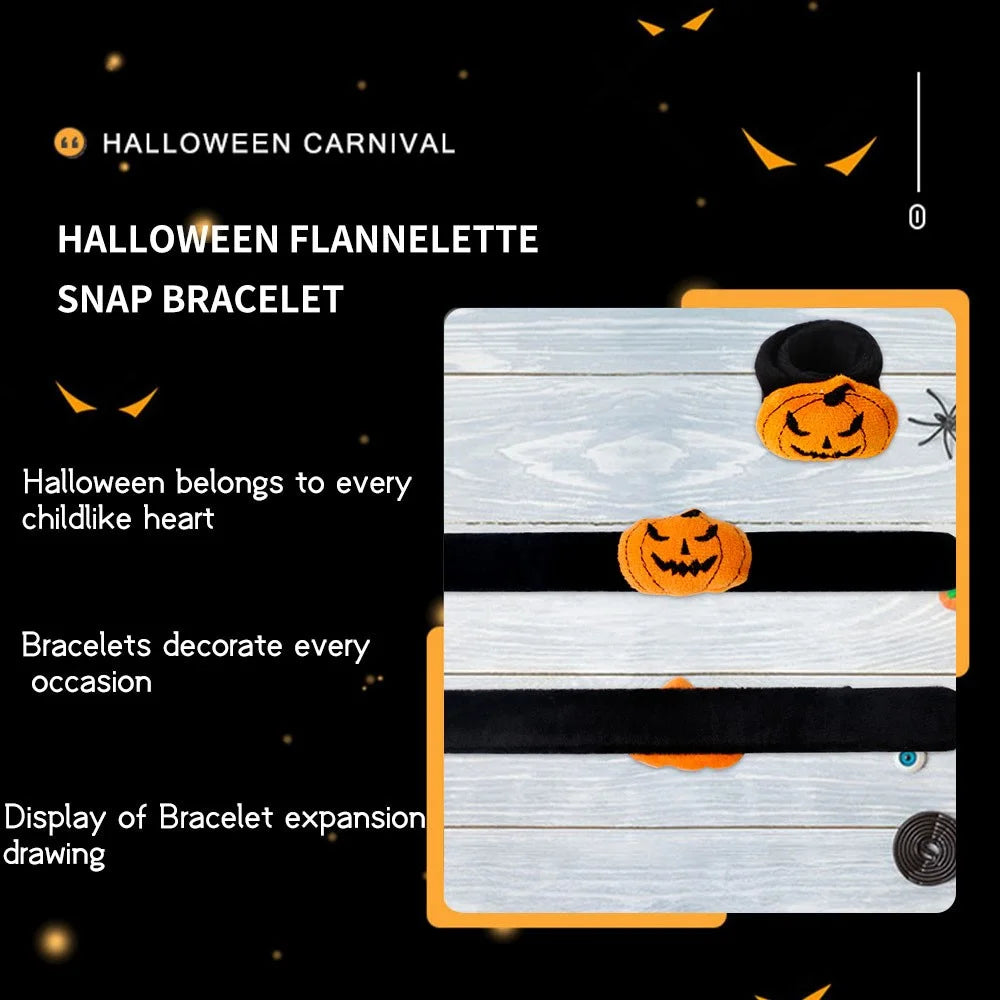 5Pcs / Set Halloween Slap Bracelets Slap Wristbands Party Bag Filler Kids Gift - Pumpkin - 4