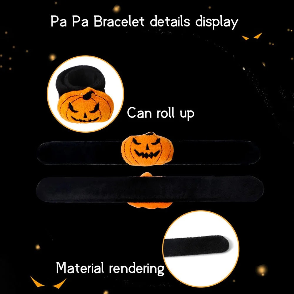 5Pcs / Set Halloween Slap Bracelets Slap Wristbands Party Bag Filler Kids Gift - Pumpkin - 5