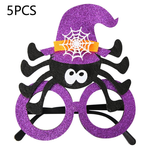 5Pcs / Set Halloween Eyeglasses Spider Pumpkin Ghost Bat Adult Kid Glasses Halloween Photo Props - Purple Spider - 1