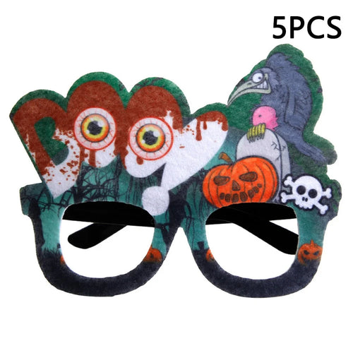 5Pcs / Set Adults Kids Halloween Eyeglasses Happy Halloween Ghost Castle Pumpkin Glasses Party Eyewear - BOO Eyeball - 1