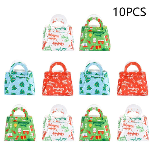 10Pcs Mixed Color Christmas Treat Bag Xmas Candy Pouch Kids DIY Felt Handbag Party Favor - 1