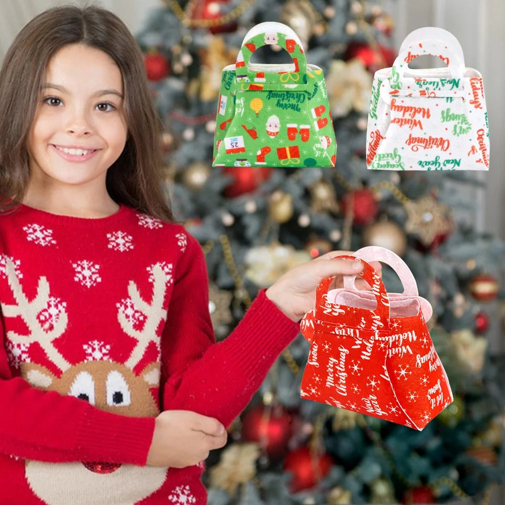 10Pcs Mixed Color Christmas Treat Bag Xmas Candy Pouch Kids DIY Felt Handbag Party Favor - 3