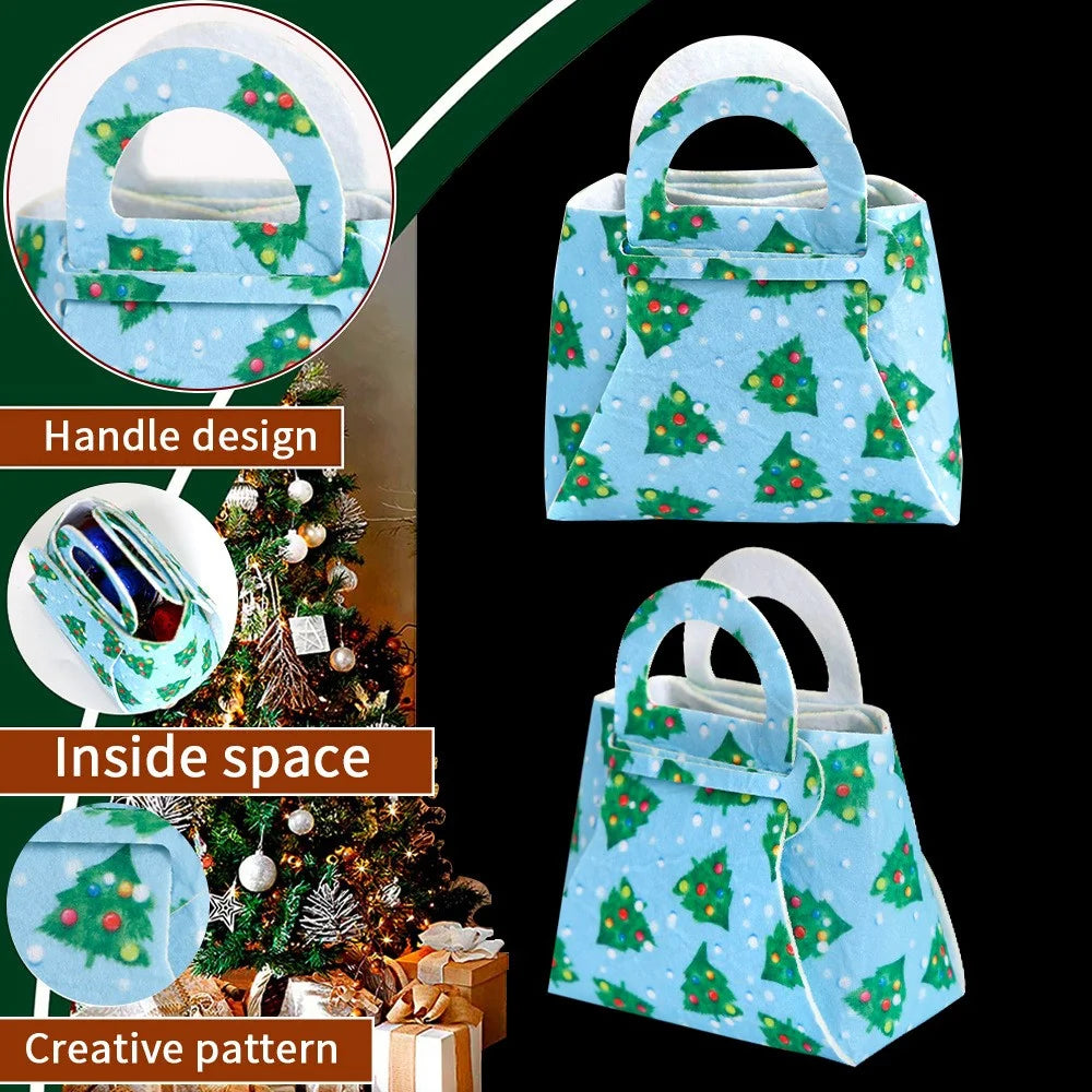 10Pcs Mixed Color Christmas Treat Bag Xmas Candy Pouch Kids DIY Felt Handbag Party Favor - 6