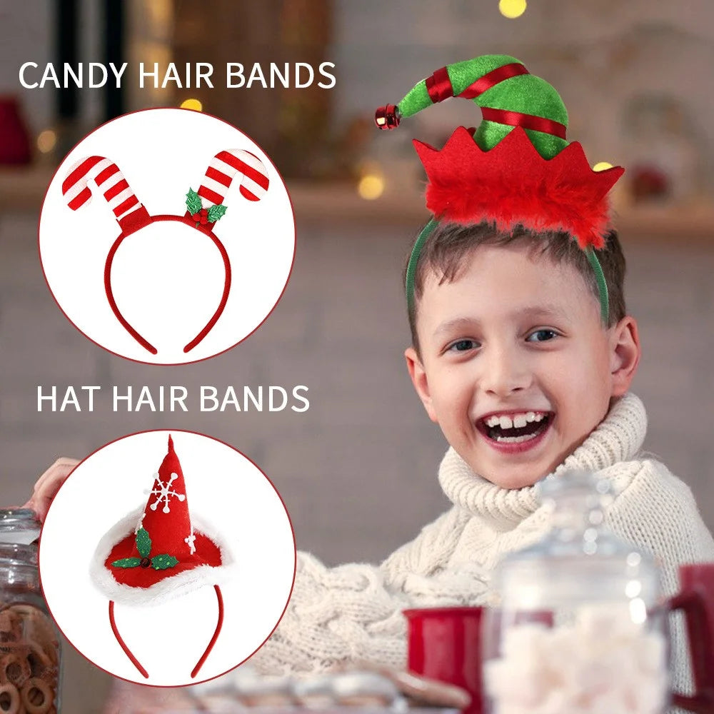 5Pcs Lovely Christmas Style Hair Hoop Plastic+Cloth Head Hoop Kids Adult Xmas Headwear - Long-legged Santa Claus - 3