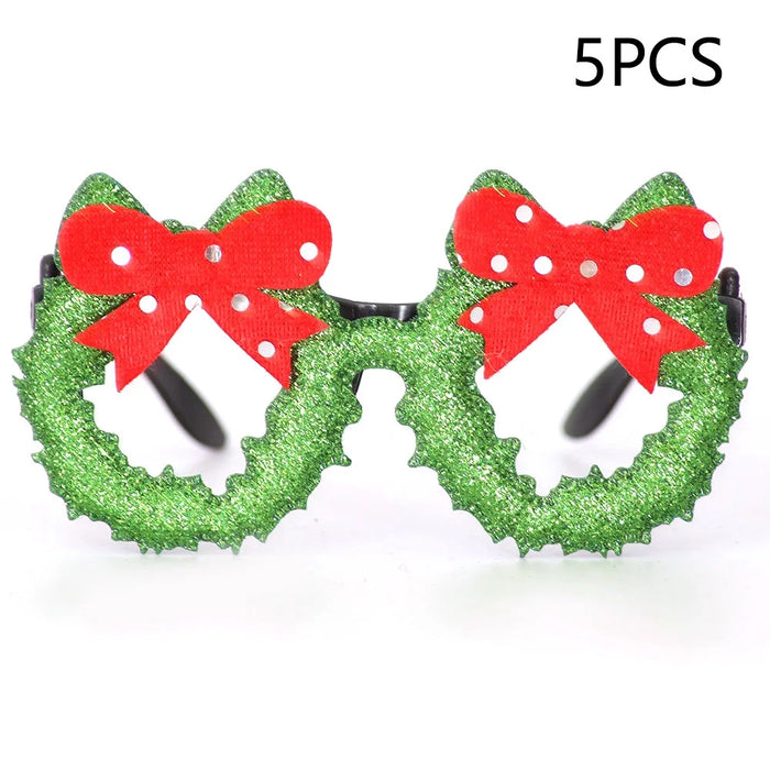 5Pcs / Set Christmas Eyeglasses Plastic Glasses Eyewear Party Photo Prop - Bow - 1