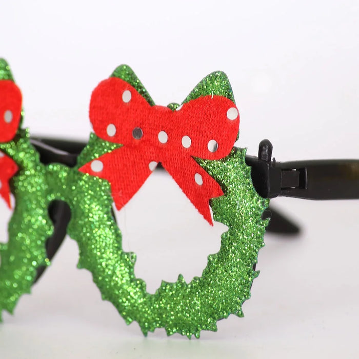 5Pcs / Set Christmas Eyeglasses Plastic Glasses Eyewear Party Photo Prop - Bow - 3