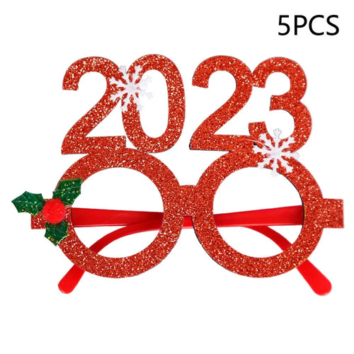 5Pcs / Set Adults Kids Christmas Glasses Xmas Tree Hat Plastic Eyeglasses Party Supply - Red / 2023 - 1