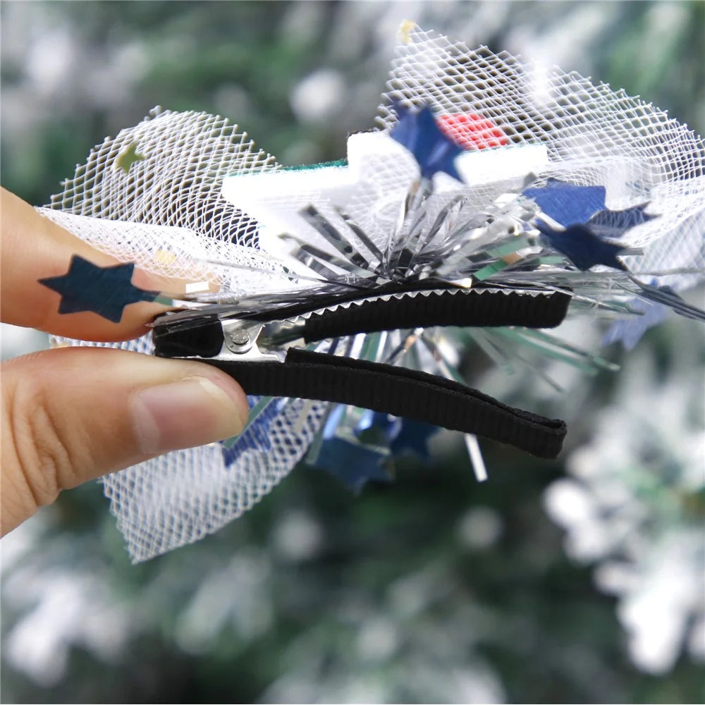 5Pcs Lovely Christmas Style Gauze Hair Clip Kids Hairpins Xmas Party Headwear - Wreath - 3