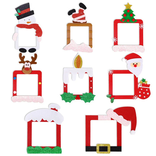 8PCS Christmas Felt Cloth Wall Switch Stickers Decorations Xmas Santa Claus Elk Snowman Ornaments - 1