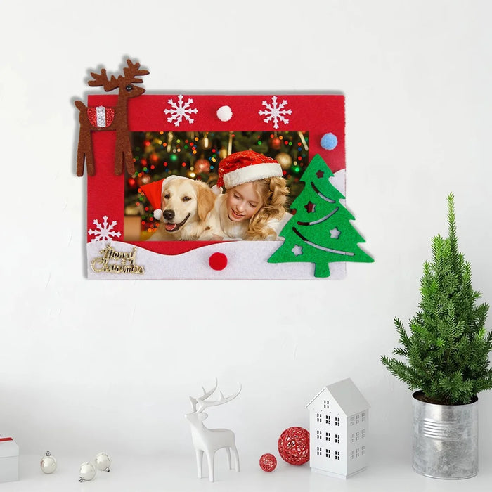 2PCS Christmas Photo Ornaments Picture Frames Decorations Xmas Trees Elk Decor - 2