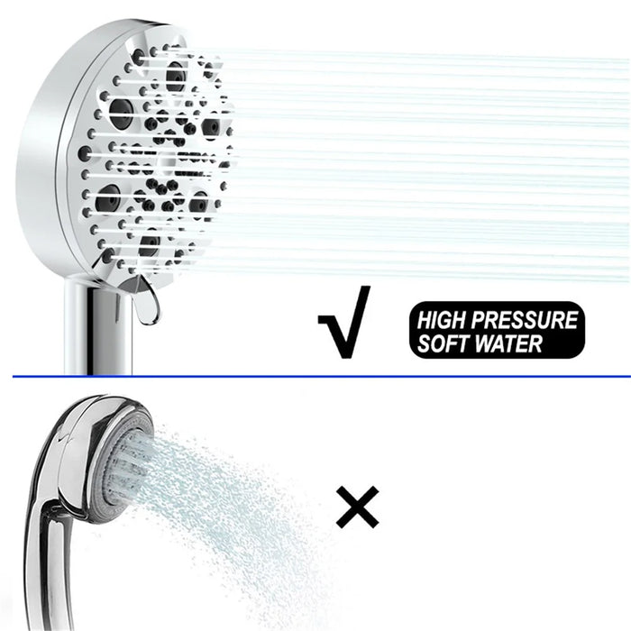 DCH8001CP-2 Handheld Shower Head 9 Mode Showerhead with PP Cotton Filter Bathroom Accessories - Silver - 7